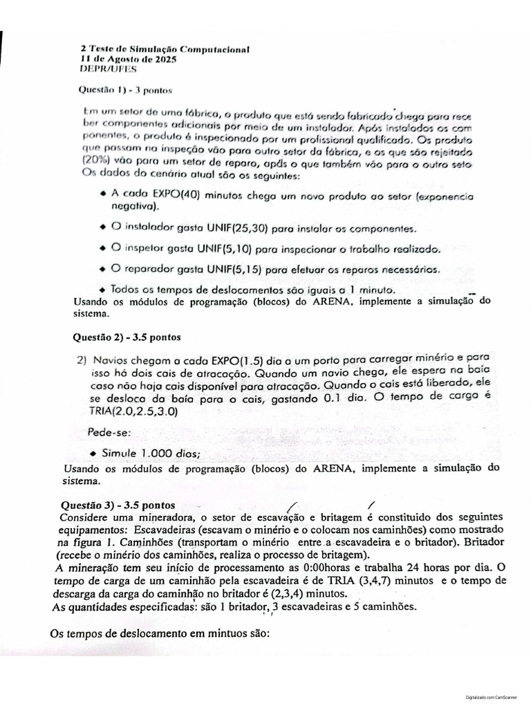 P2 - Simulacao Comp. 20251 - 1 | PDF