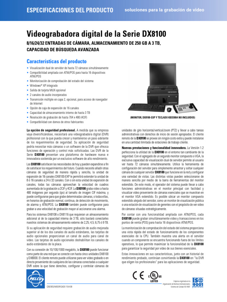Videograbadora Digital DX8100: Especificaciones | PDF | Servidor ...