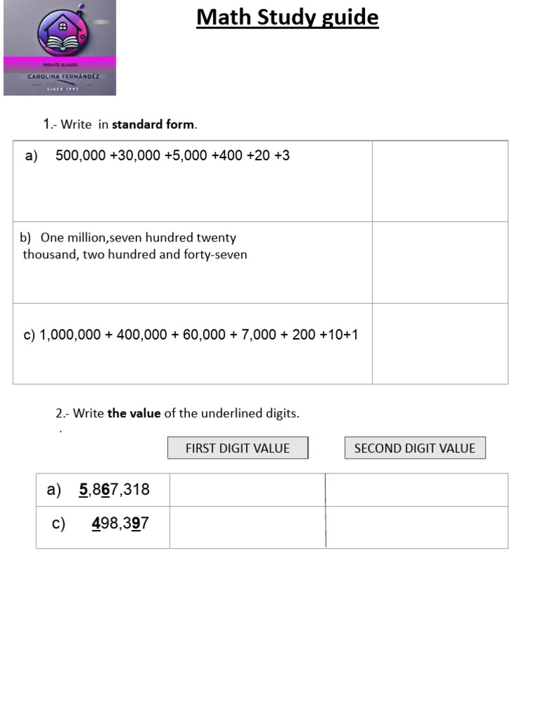 Math Study Guide: Number Forms & Values | PDF