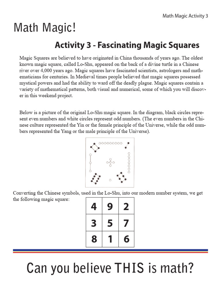 Lo-Shu Magic Square Exploration | PDF | Yin And Yang | Mathematics