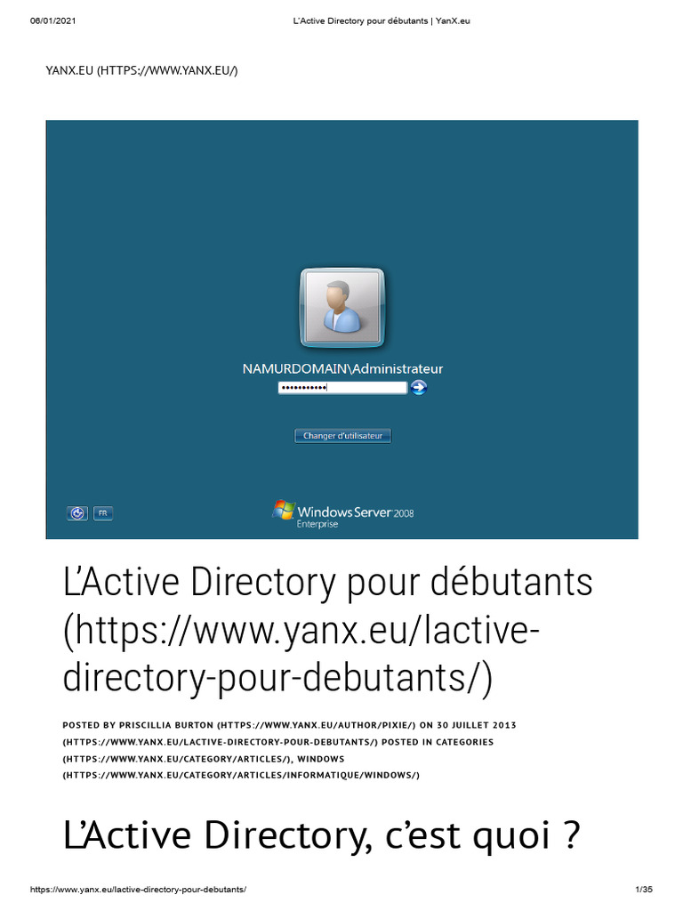 Guide débutant sur Active Directory | PDF | Active Directory | Internet