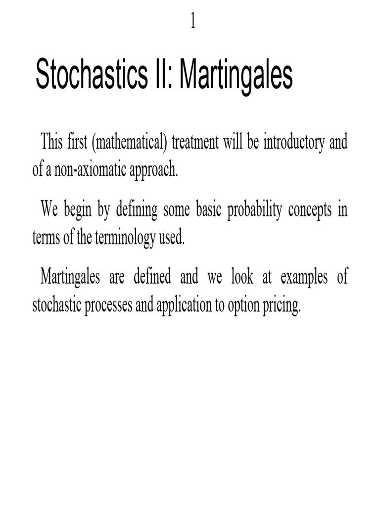 Martingales and Stochastic Processes | PDF | Black–Scholes Model ...