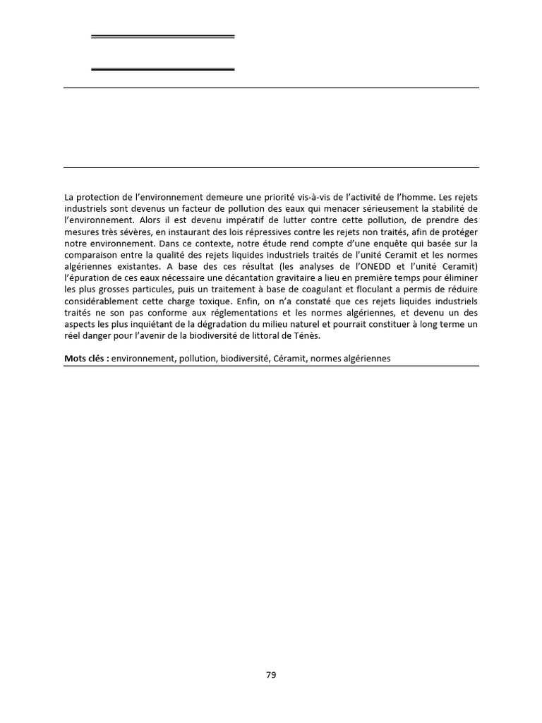 Impact des rejets de Céramit sur l'environnement | PDF | Environnement ...