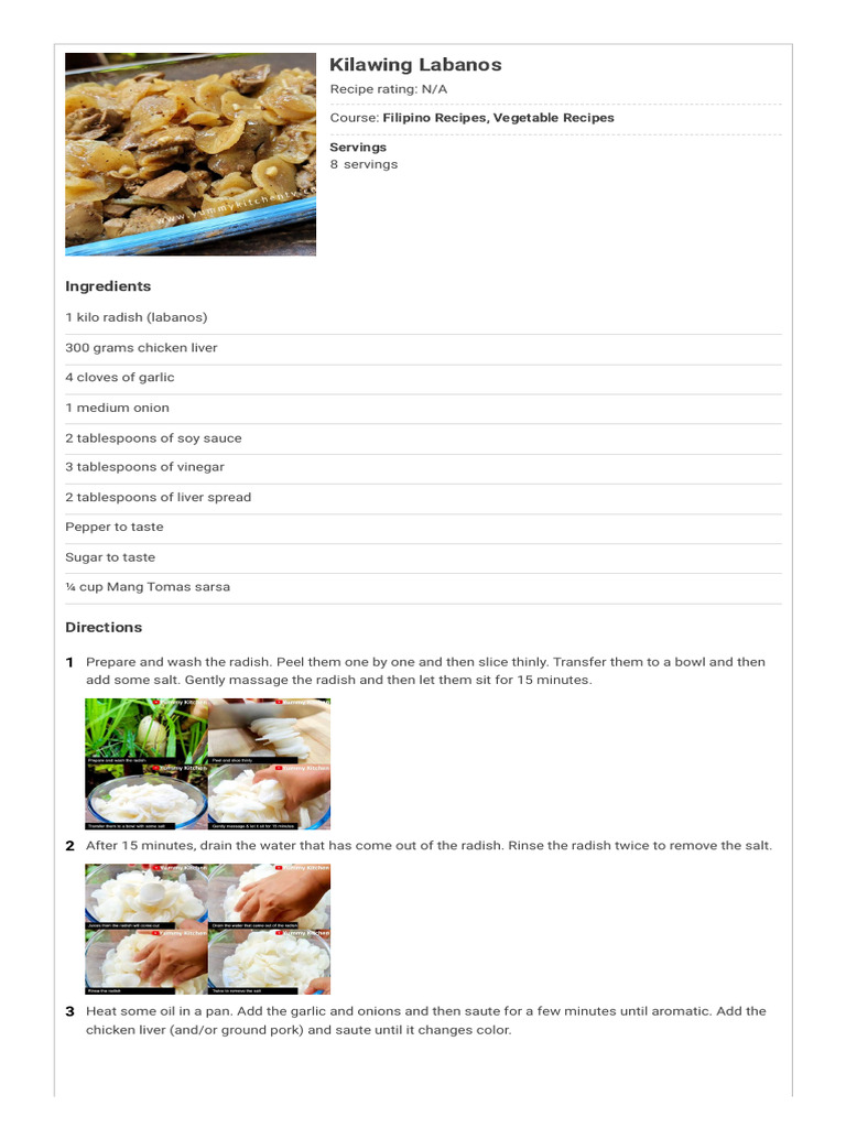 Kinilaw na Labanos Recipe | PDF