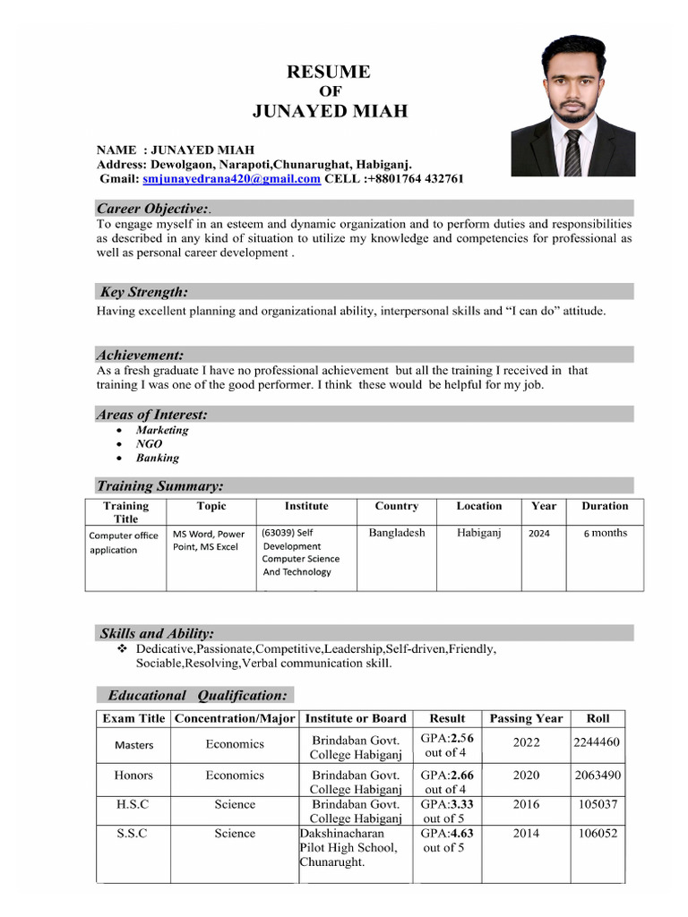 CV of Junayed Miah | PDF