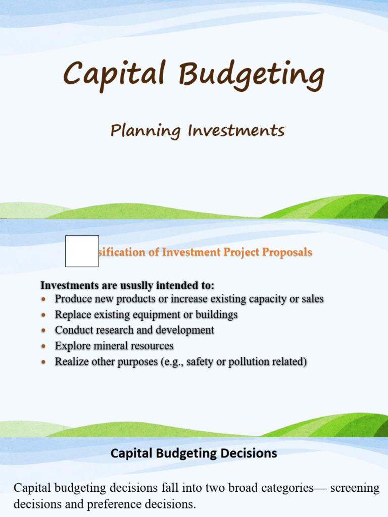 Capital Budgeting and Investment Analysis | PDF | Capital Budgeting ...