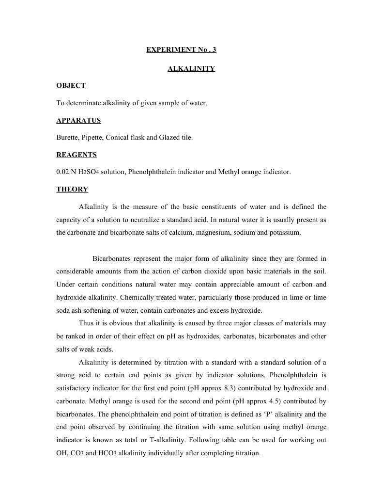 Alkalinity Determination in Water Samples | PDF | Alkalinity | Titration