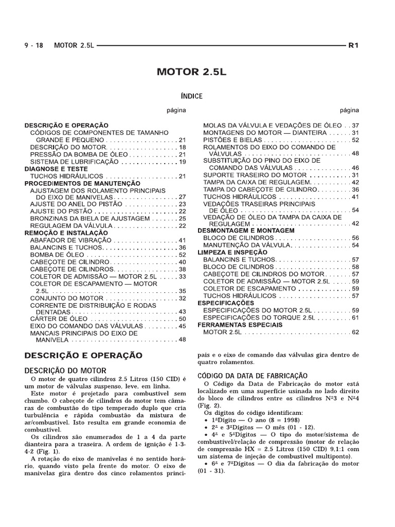 Dodge Dakota Manual de Manutencao MOTOR | PDF