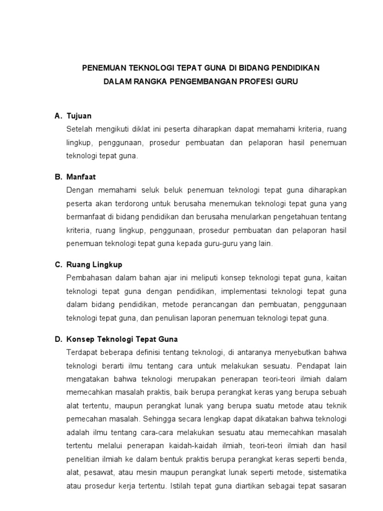 TEKNOLOGI TEPAT GUNA