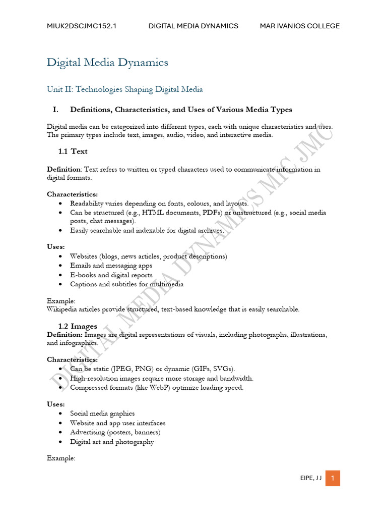 Digital Media Technologies Overview | PDF | Websites | Html