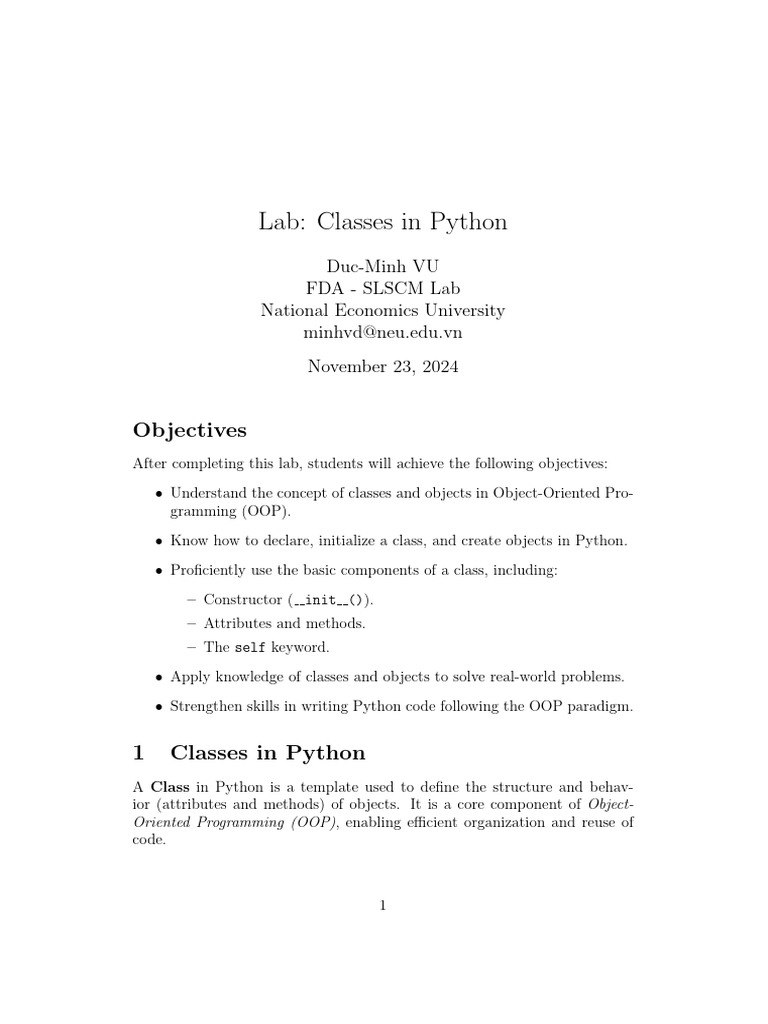 Python Classes and OOP Basics | PDF | Class (Computer Programming ...