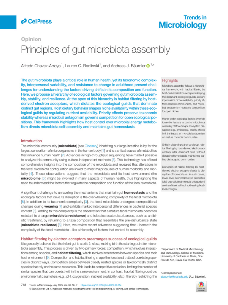 Gut Microbiota Assembly Principles Explained | PDF | Microbiota | Ecology
