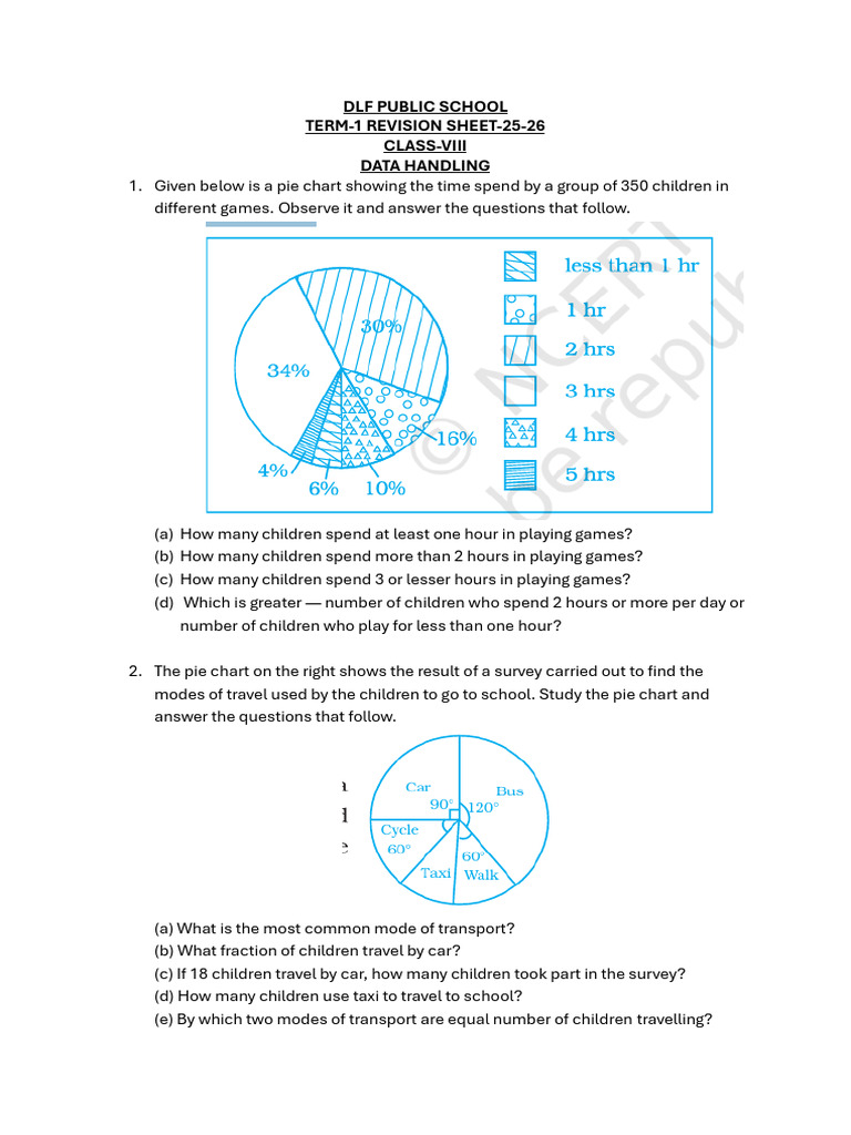 Class VIII Data Handling Revision Sheet | PDF | Mathematics