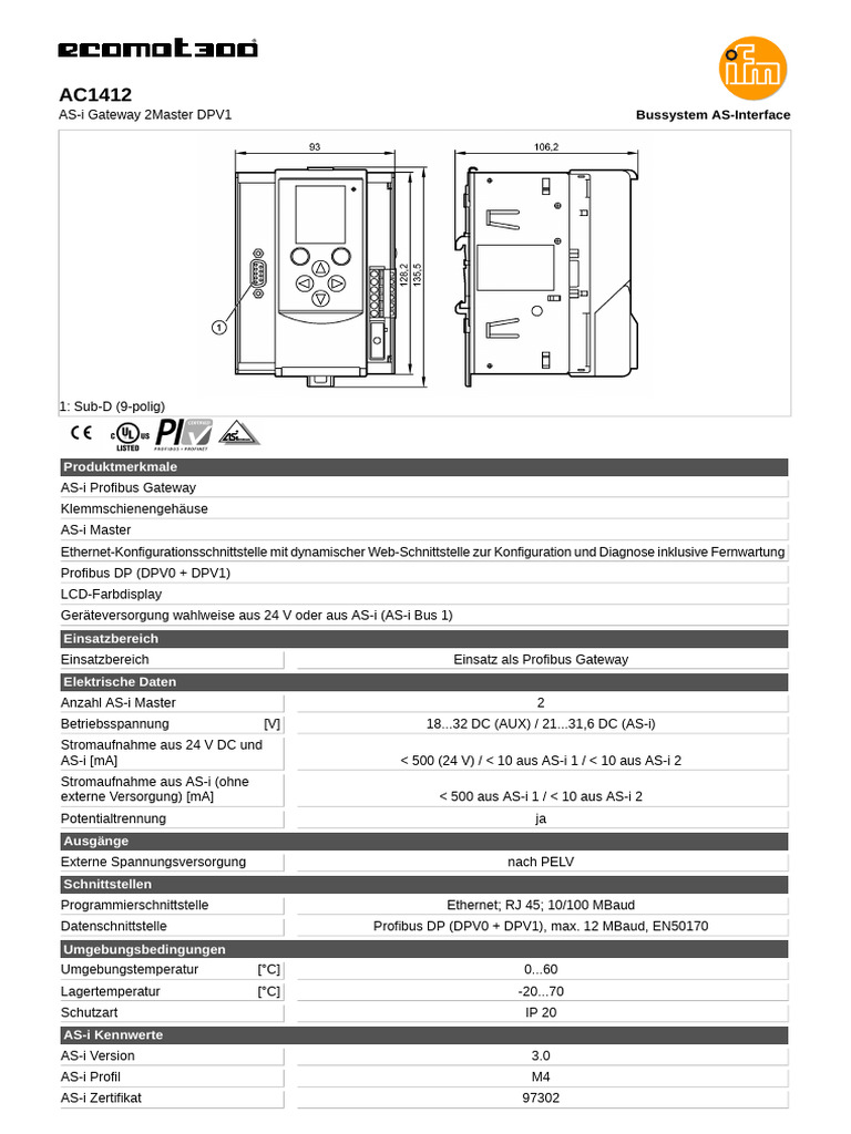 AS-i Profibus Gateway Specifications | PDF | Data Transmission ...