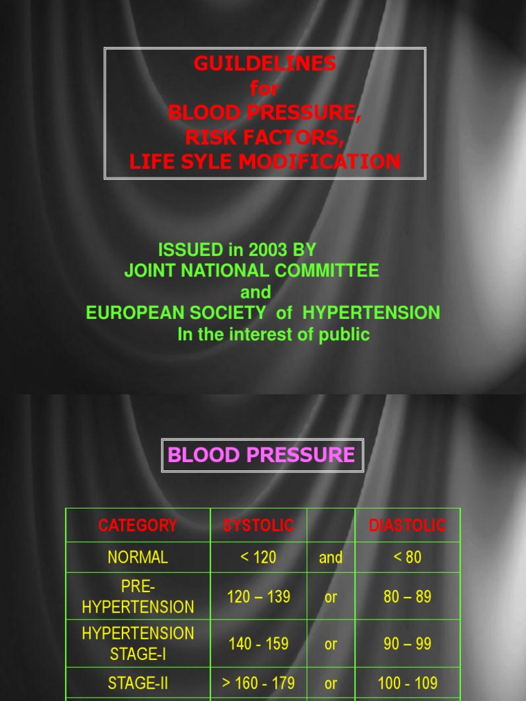 Blood Pressure Guidelines & Lifestyle Changes | PDF | Hypertension ...