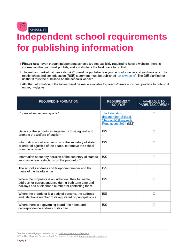Independent School Information Publishing Requirements | PDF | Justice ...