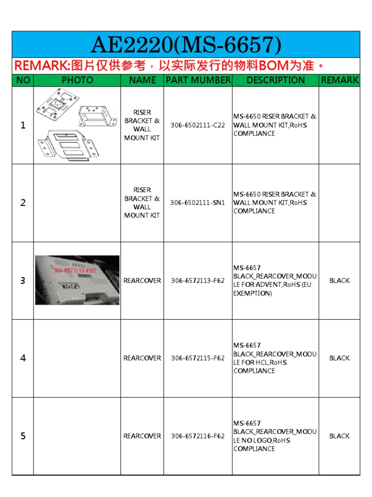 6657 Bom Photo-2011-7-8 | PDF | Physical Layer Protocols | Usb
