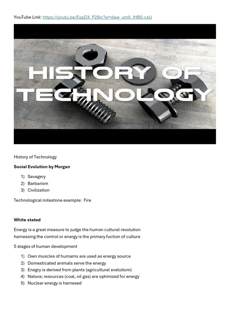 YouTube Overview of Human Tech Evolution | PDF