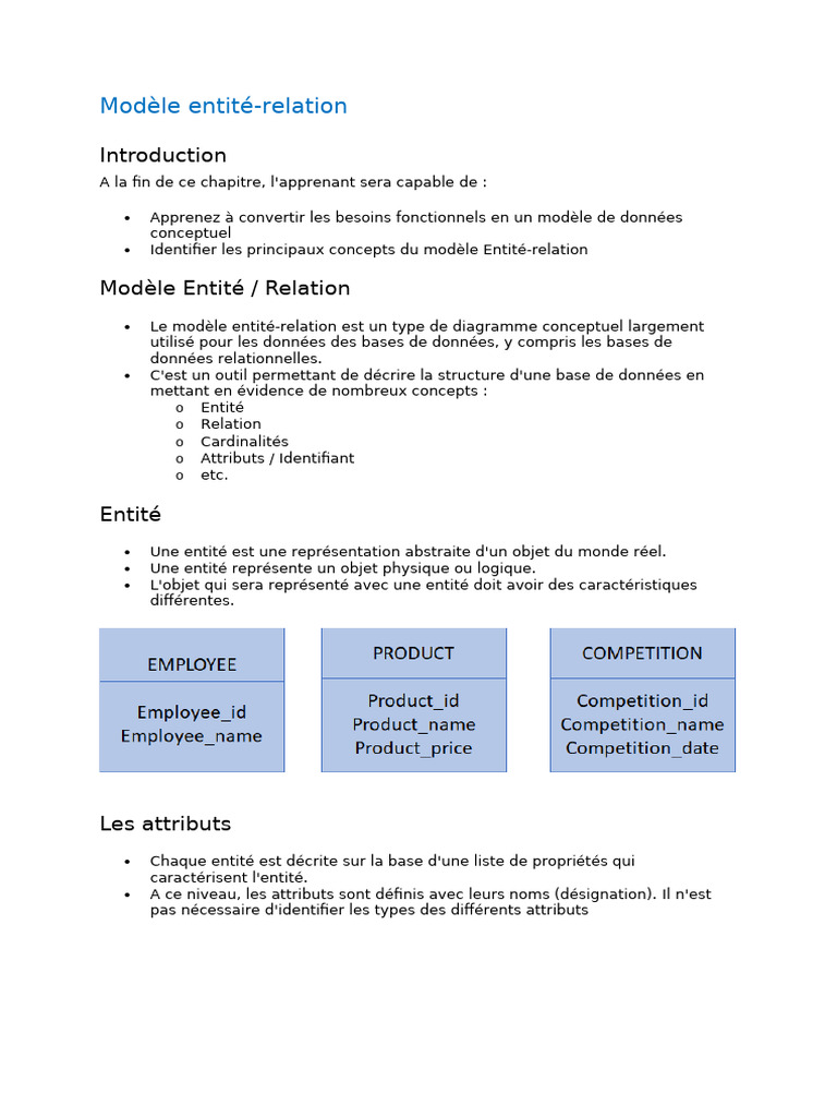 Modèle Entité-Relation et Entités Faibles | PDF | Entité | Bases de données