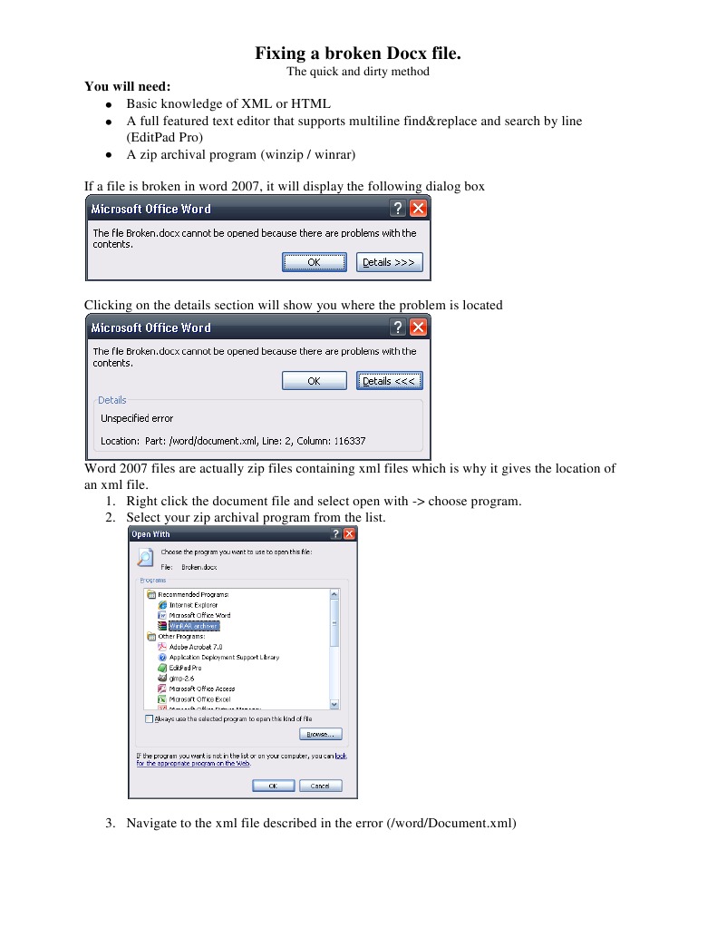 Fixing Broken Docx Files with EditPad | PDF | Computers