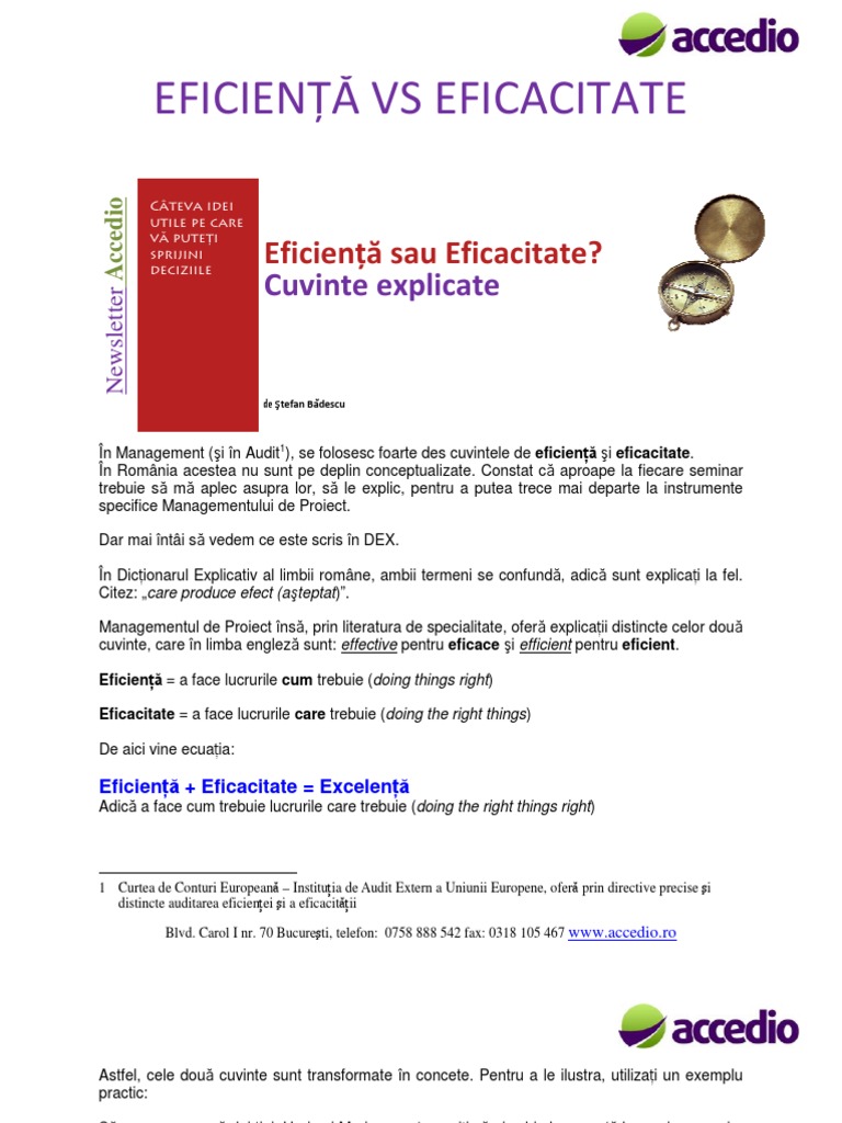 Eficienta Vs Eficacitate, Metoda Pareto in Managementul de Proiect | PDF