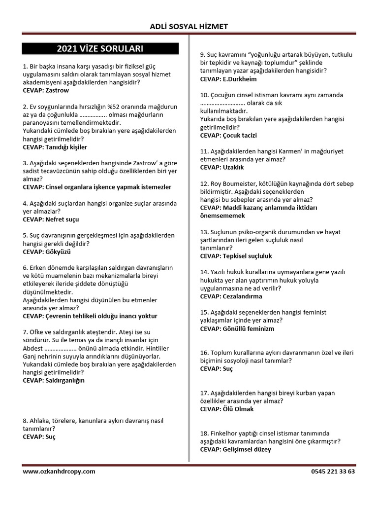 Adli̇ Sosyal Hi̇zmet | PDF