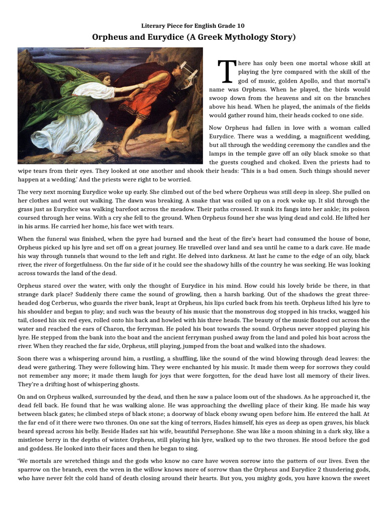 Orpheus and Eurydice: A Tragic Love Story | PDF | Hades | Orpheus