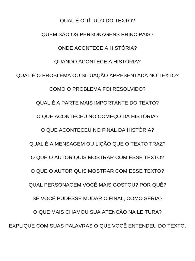 Qual É o Título Do Texto Quem São Os Personagens Principais Onde ...