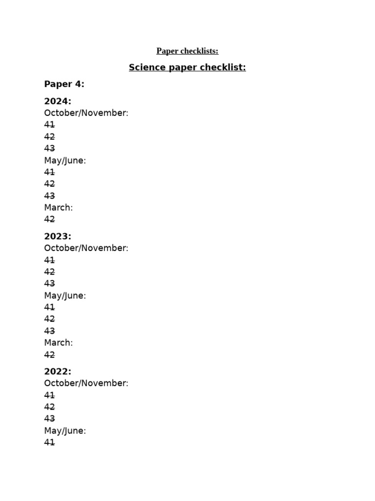 Comprehensive Paper Checklists 2020-2024 | PDF