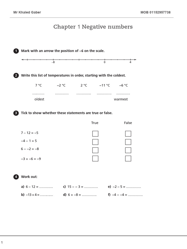 Add & Sub Negative Numbers HW | PDF | Number Theory | Mathematics