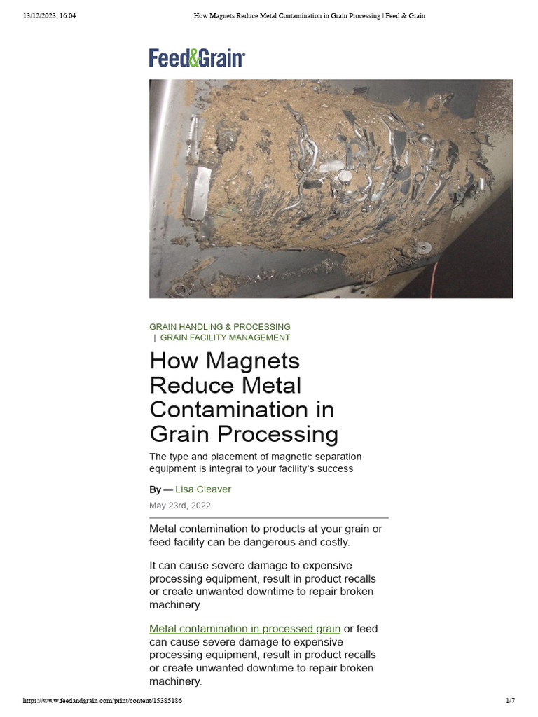 Magnets in Grain Processing: Metal Contamination Solutions | PDF ...
