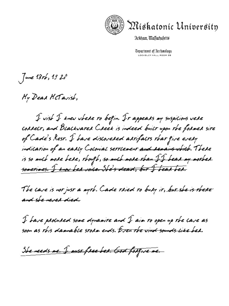 Blackwater Creek Handout 2 Incomplete Letter From Professor Roades | PDF