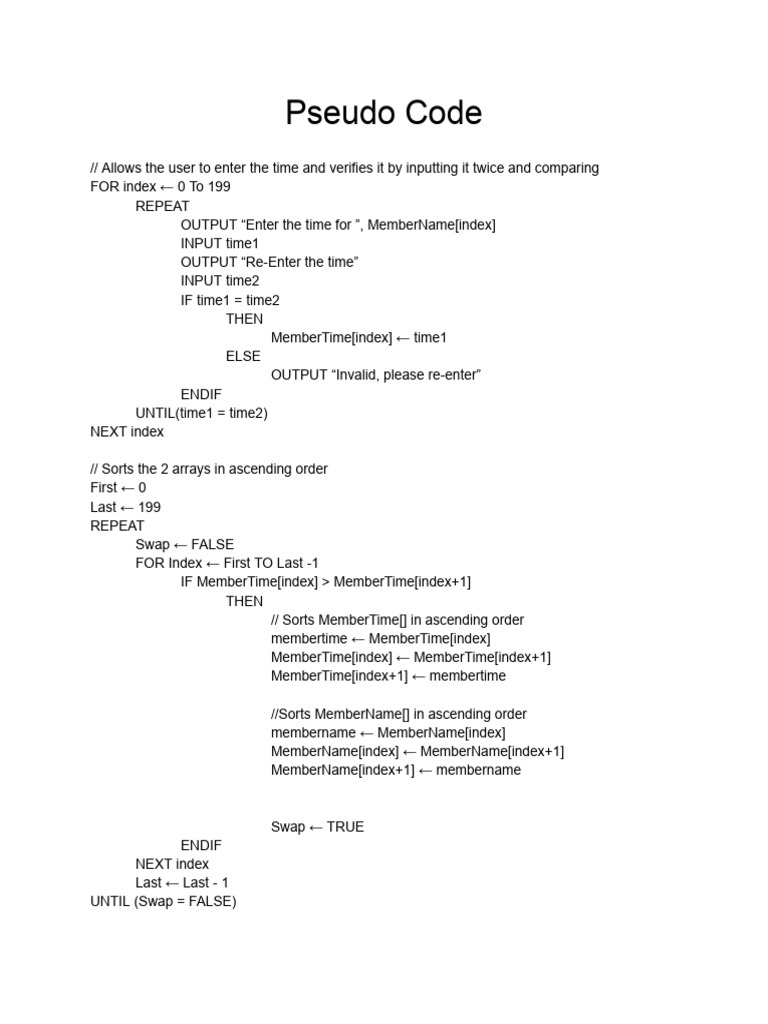 Pseudo Code | PDF