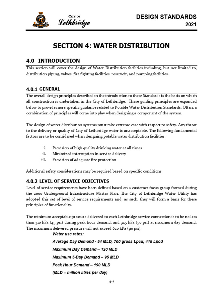 Section 4 Water Distribution 2021 | PDF | Water Supply Network ...