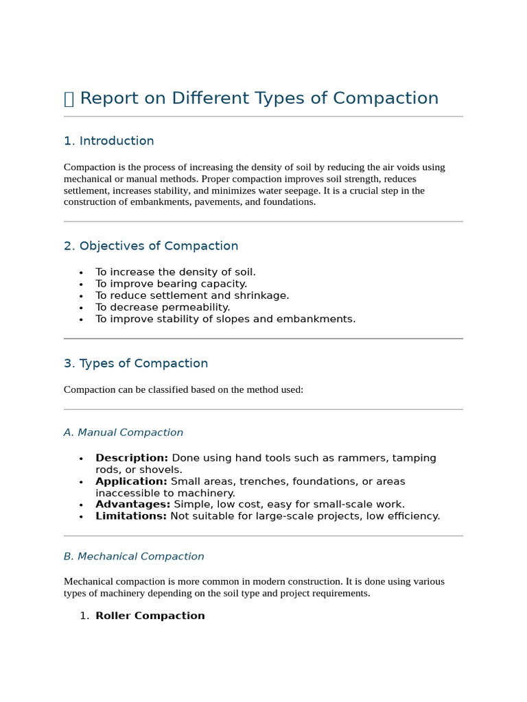 Types of Soil Compaction Methods Explained | PDF | Road Surface | Soil ...