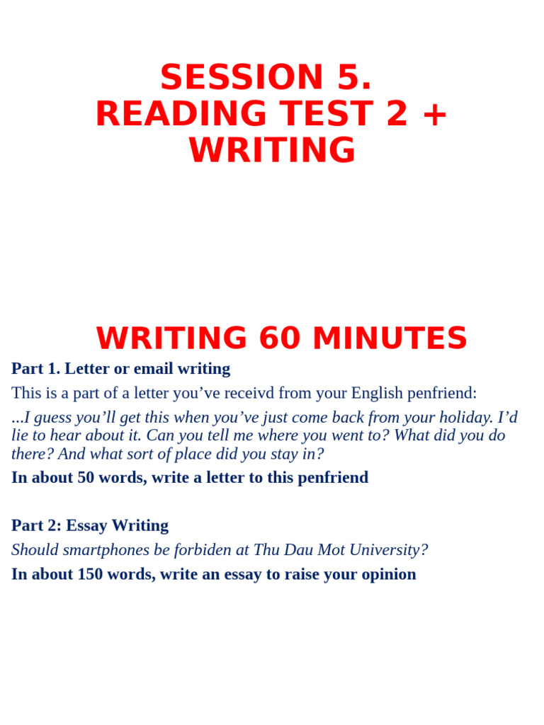 Writing Test: Letter & Essay Prompts | PDF