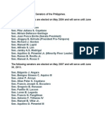 Current Senators of the Philippines 2004-2010 and 2007-2013