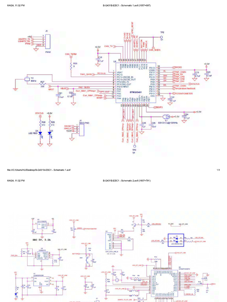 B G431B ESC1 Schematics | PDF