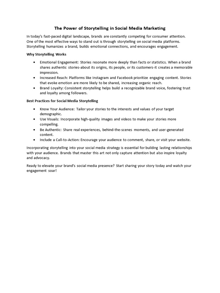 Storytelling Strategies for Social Media | PDF