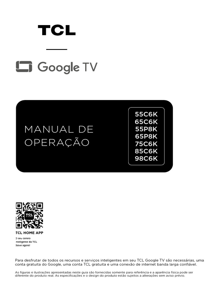 Manual de Operação TCL C6K e P8K | PDF | HDMI | Reciclagem