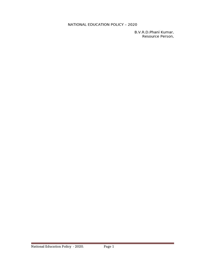 National Education Policy 2020 | PDF