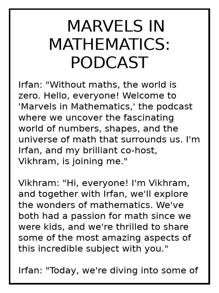 Marvels of Mathematics Podcast | PDF | Calculus | Geometry