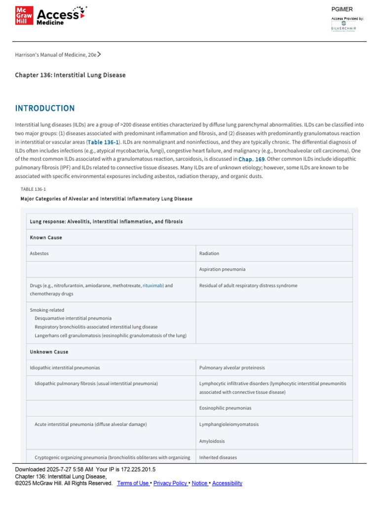 Interstitial Lung Disease Overview | PDF | Respiratory Diseases | Pneumonia