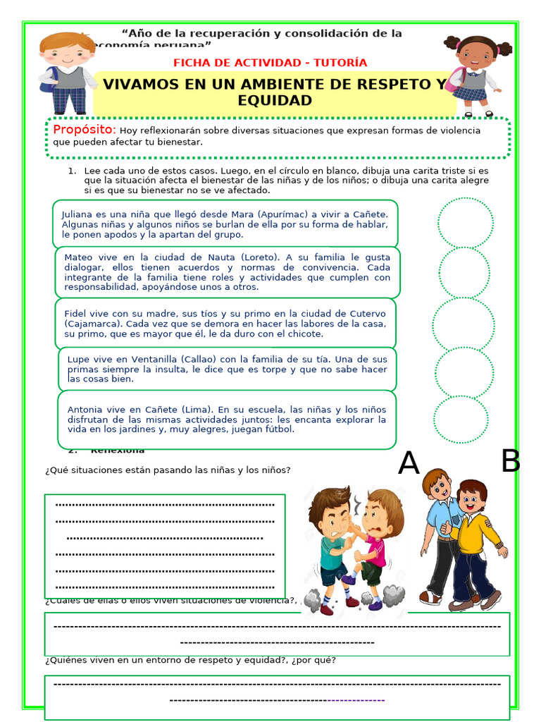 Ficha de Tutoría-Vivamos en Un Ambiente de Respeto y Equidad - Q | PDF ...