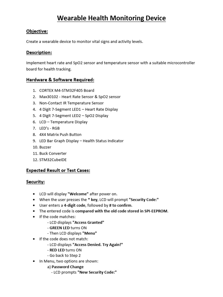 Wearable Health Monitor Design Guide | PDF | Heart Rate | Sensor
