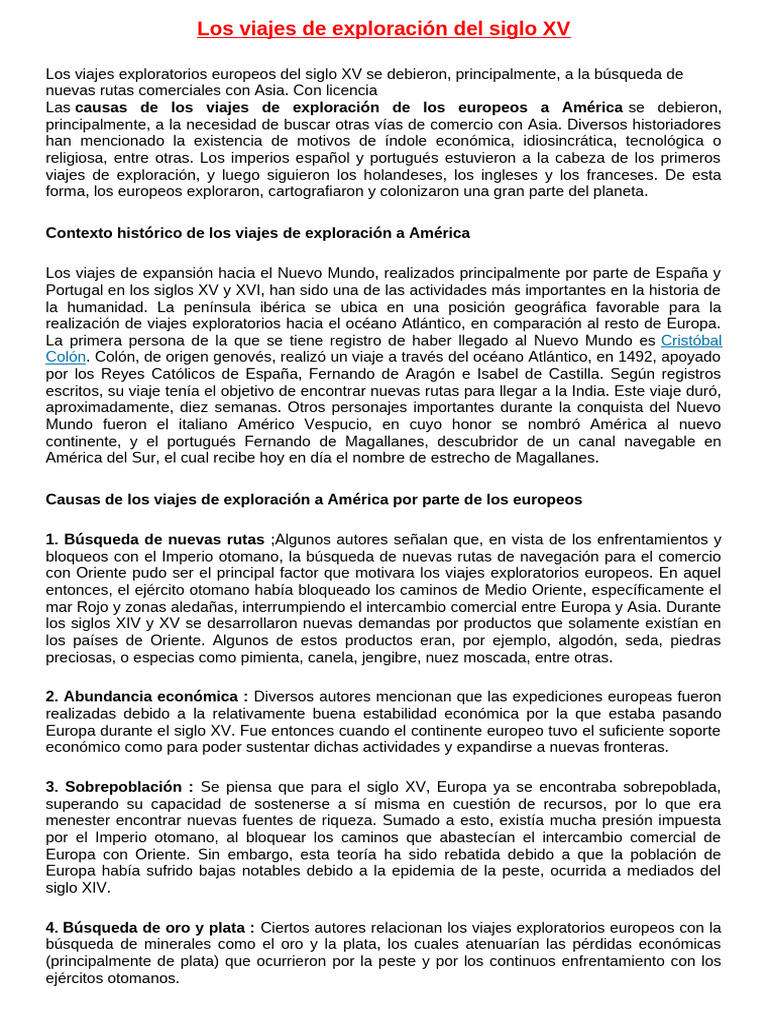 Viajes de exploración del siglo XV | PDF | Cristobal colon | Imperio ...