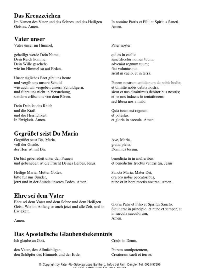 Katholische Grundgebete in Deutsch Und Latein