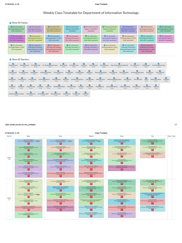 IT Department Weekly Class Schedule | PDF | Information Technology ...