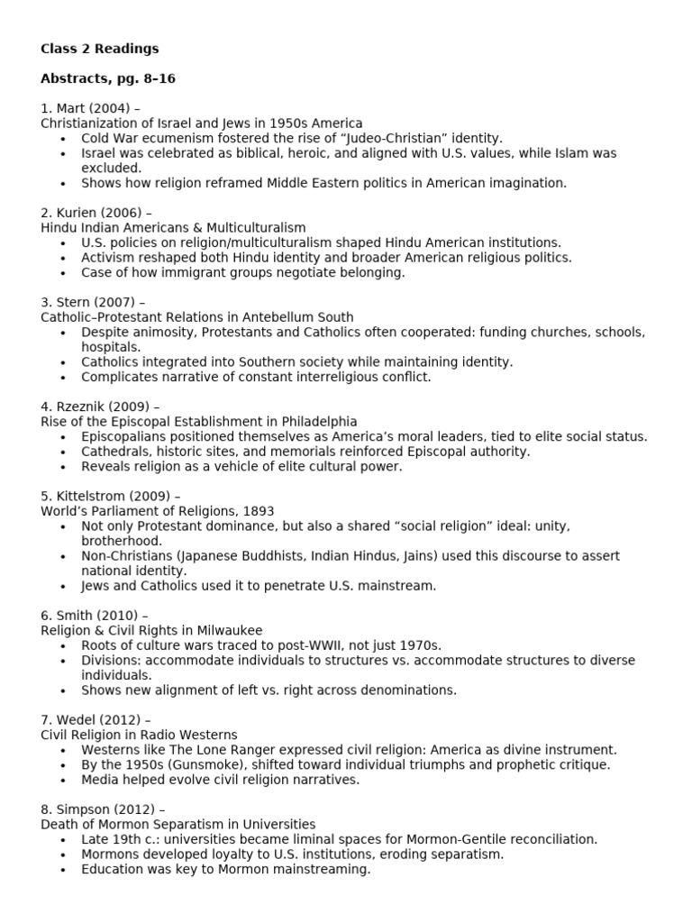 RLST 1150 Class 2 Readings | PDF | Religious Pluralism | Protestantism