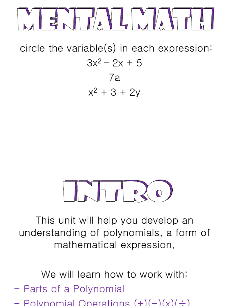 Understanding Polynomials and Operations | PDF | Polynomial | Variable ...